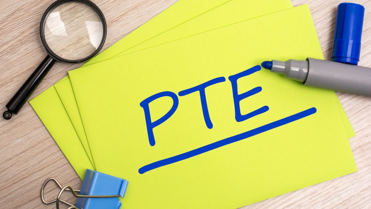 IELTS exam and PTE test.